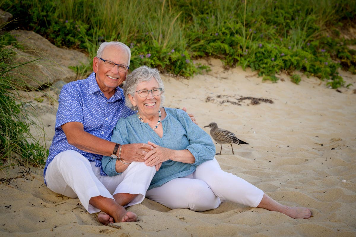 older couple portrait at a beach on cape cod in yarmouth