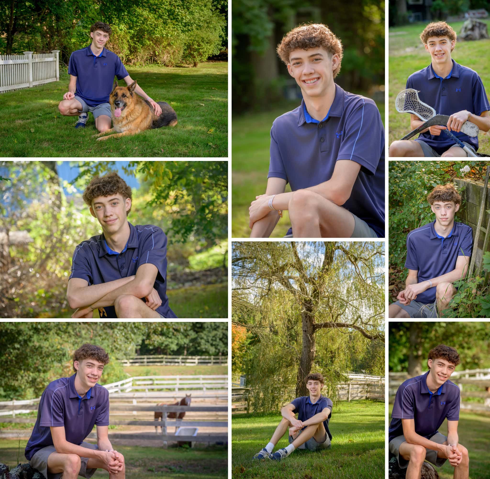 senior pictures at home in a backyard in plymouth, massachusetts